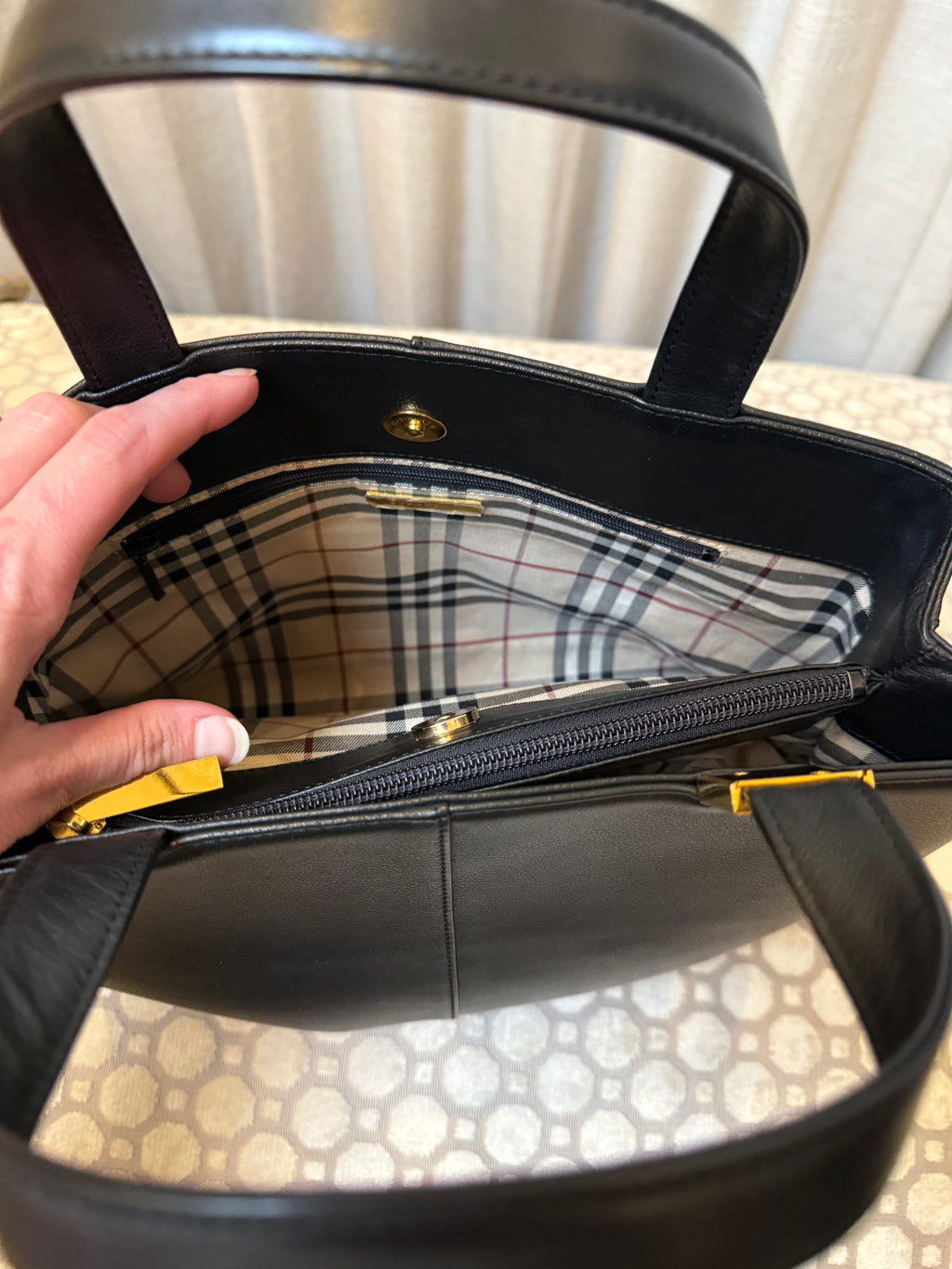 Black Burberry Leather Tote