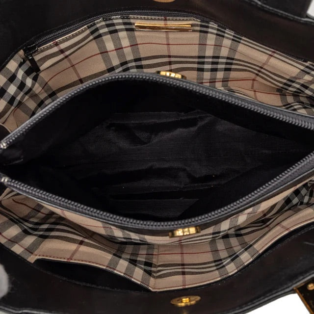 Black Burberry Leather Tote