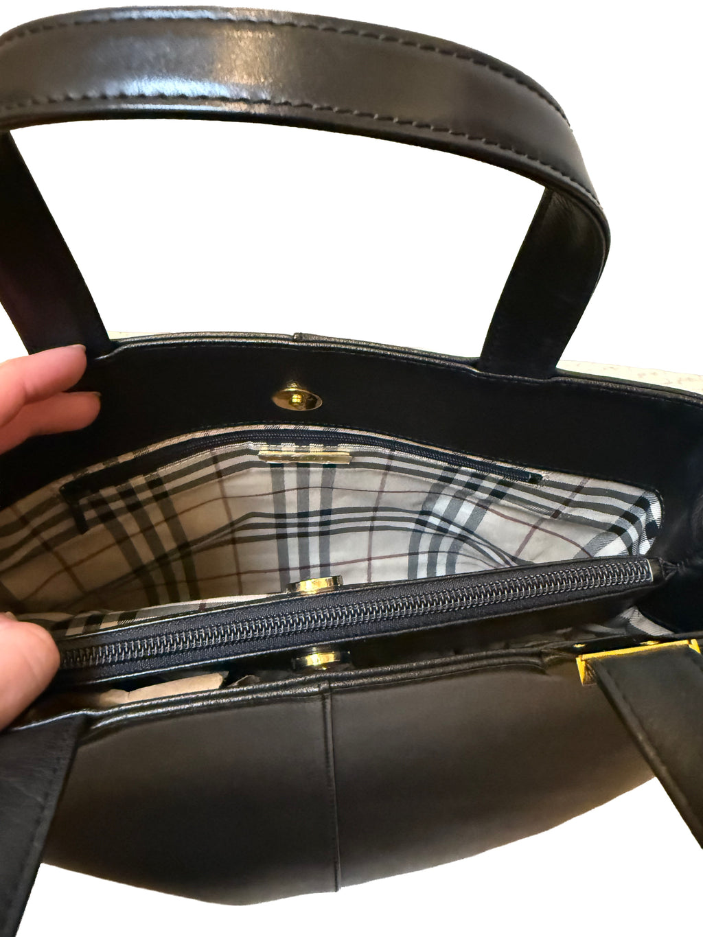 Black Burberry Leather Tote
