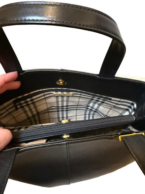Black Burberry Leather Tote