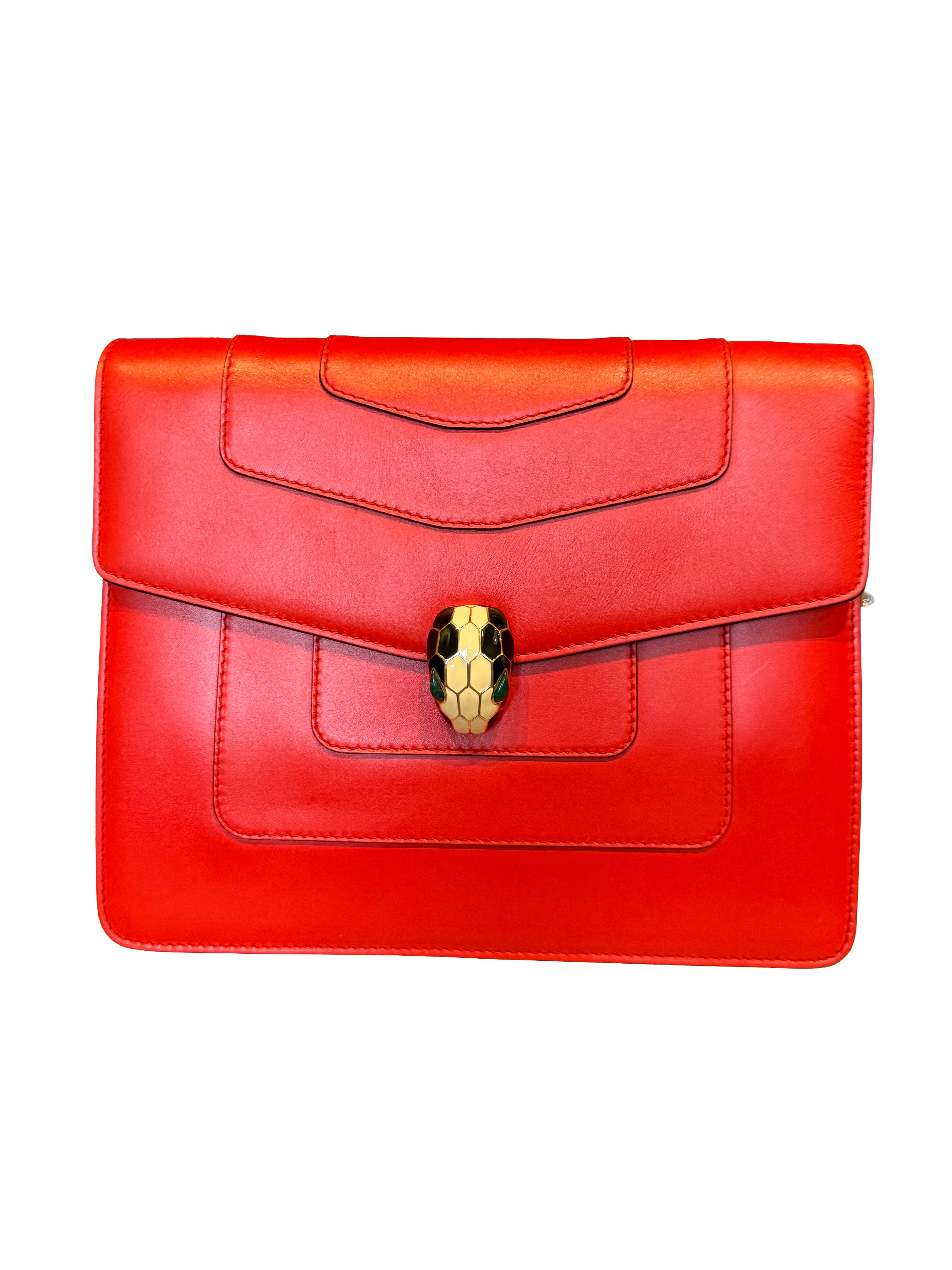 Bvlgari Serpenti Forever Shoulder Bag Crafted From Red Leather