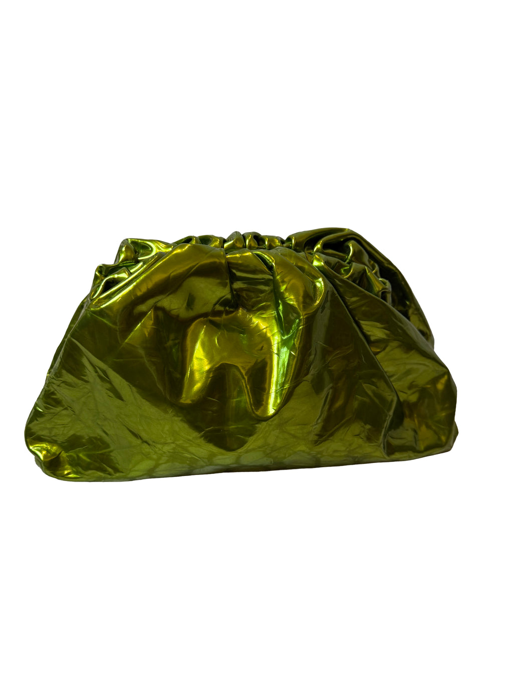 Bottega Veneta Teen Pouch In Chlorophyll Metallised Crushed Leather - Image 1