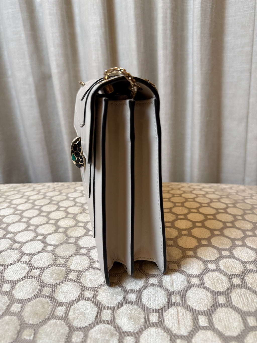 Bvlgari Serpenti Forever Shoulder Bag Crafted From Beige Calf Leather