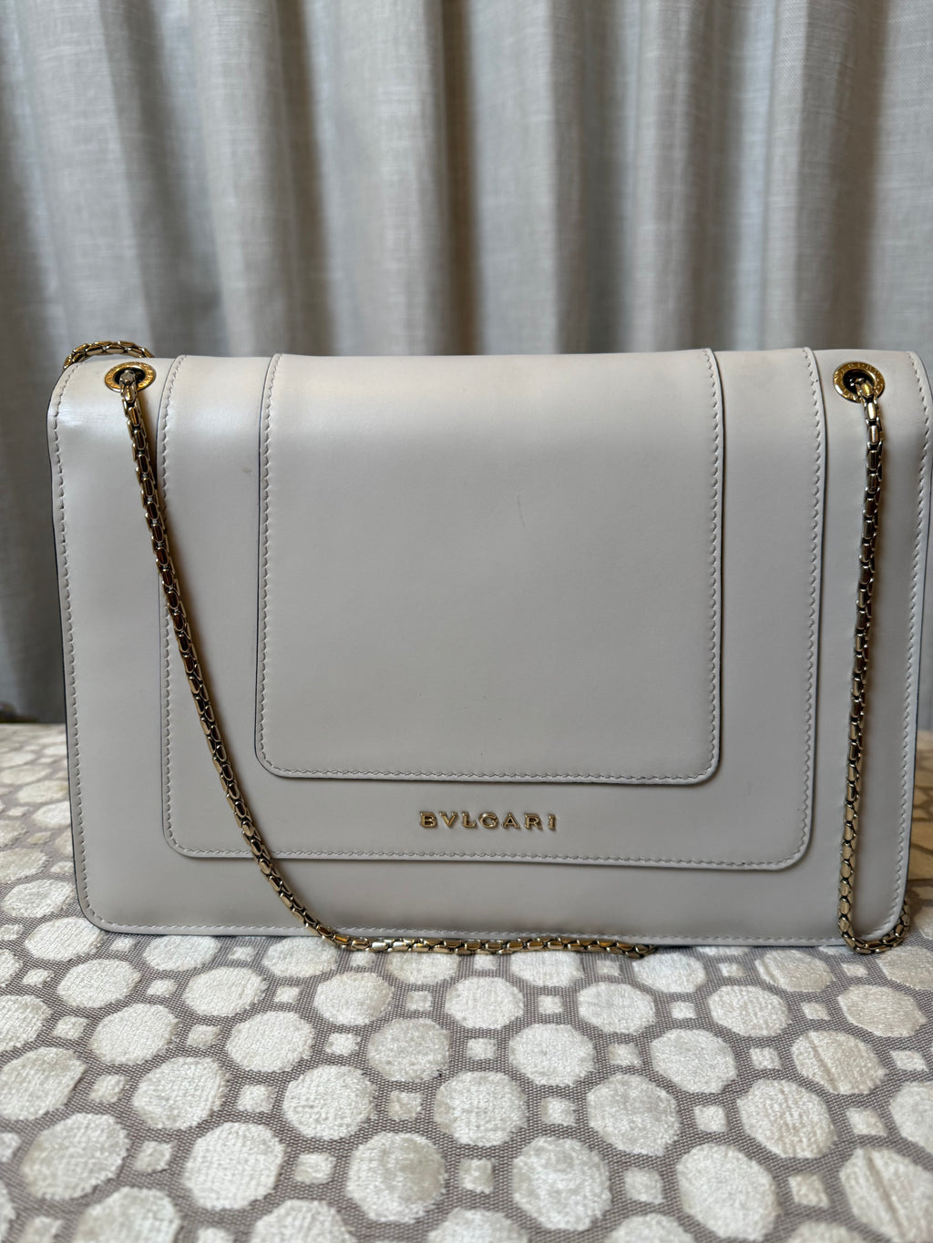 Bvlgari Serpenti Forever Shoulder Bag Crafted From Beige Calf Leather