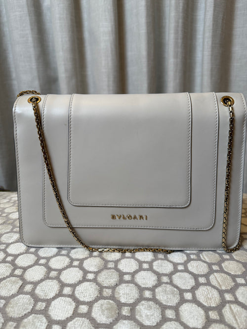 Bvlgari Serpenti Forever Shoulder Bag Crafted From Beige Calf Leather