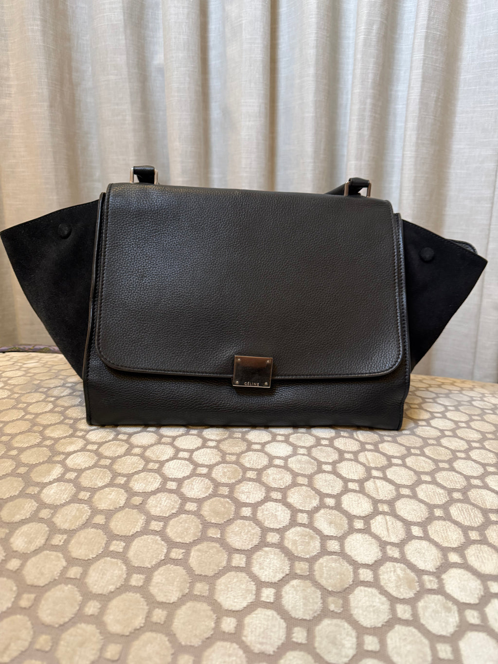 Celine Balck Clasp Winged Trapeze Bag