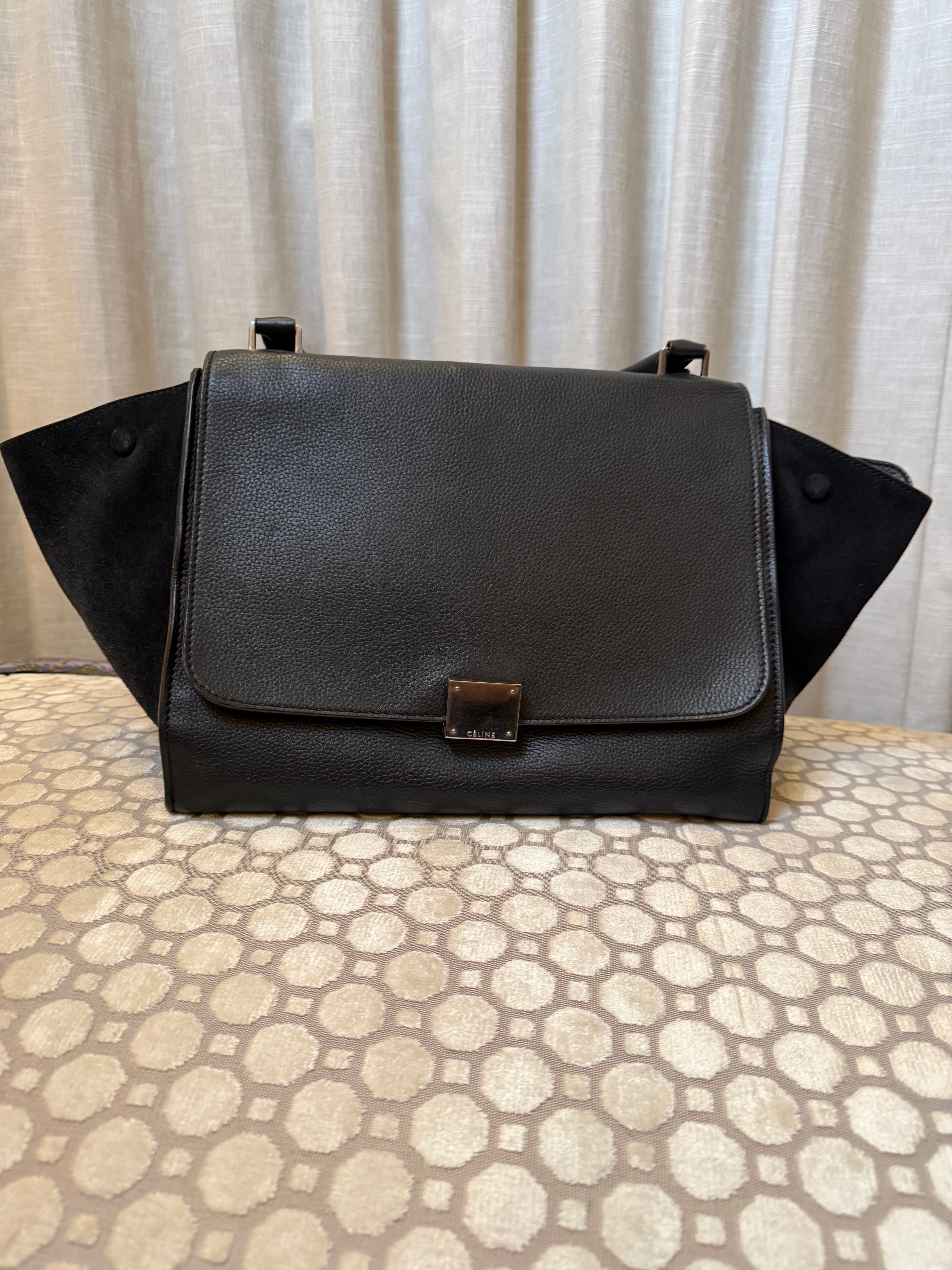 Celine Balck Clasp Winged Trapeze Bag