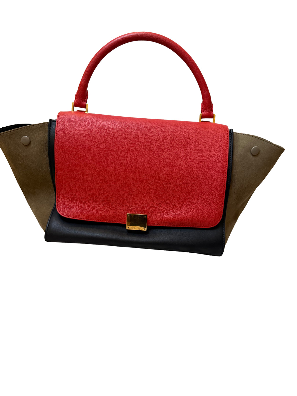 Celine Red Brwn Clasp Winged Bag - Image 1