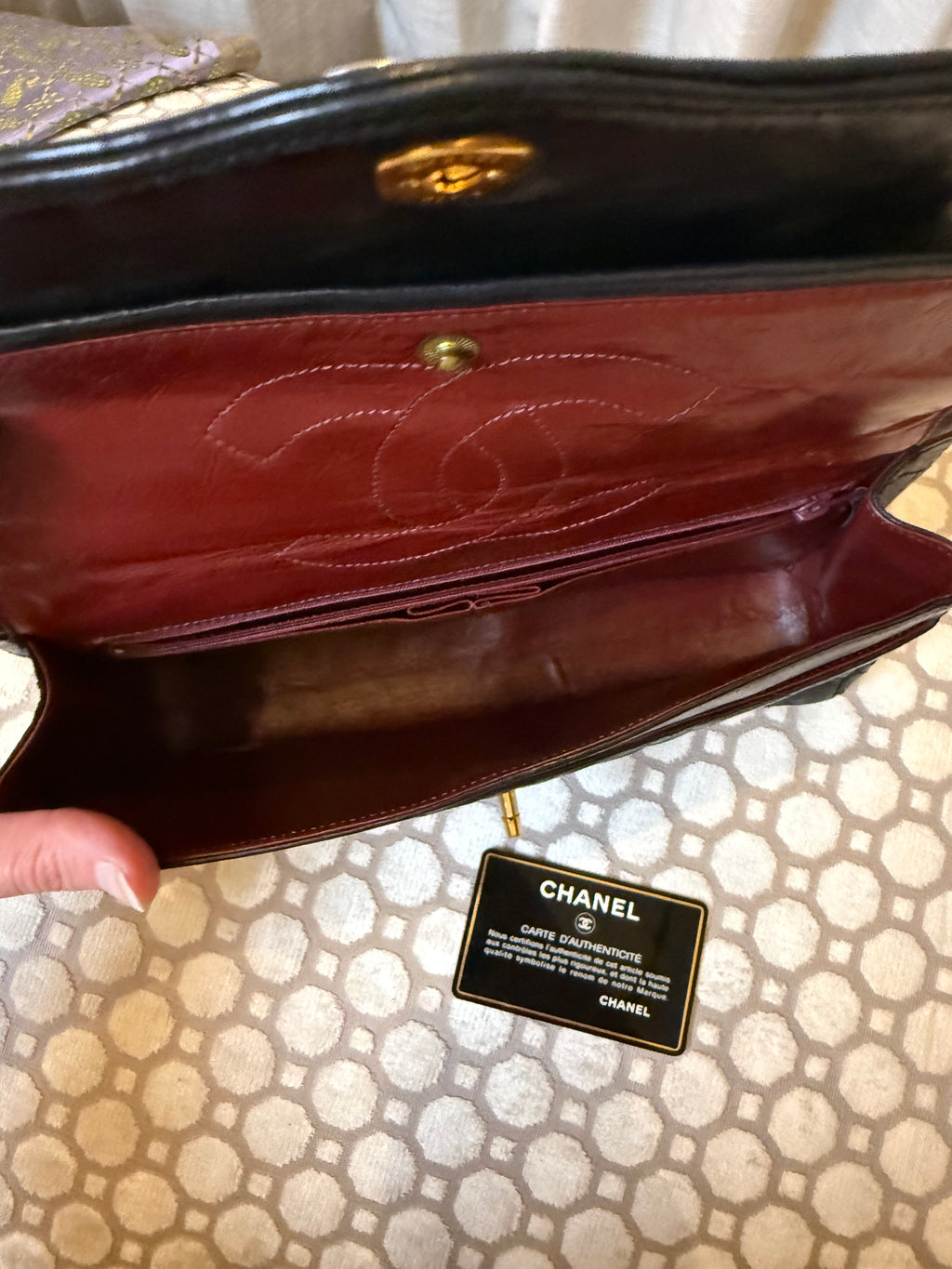 Chanel Matelasse Quilted Leather Chain Shoulder Bag With A Cc Turn Lock And A Red Leather Interior