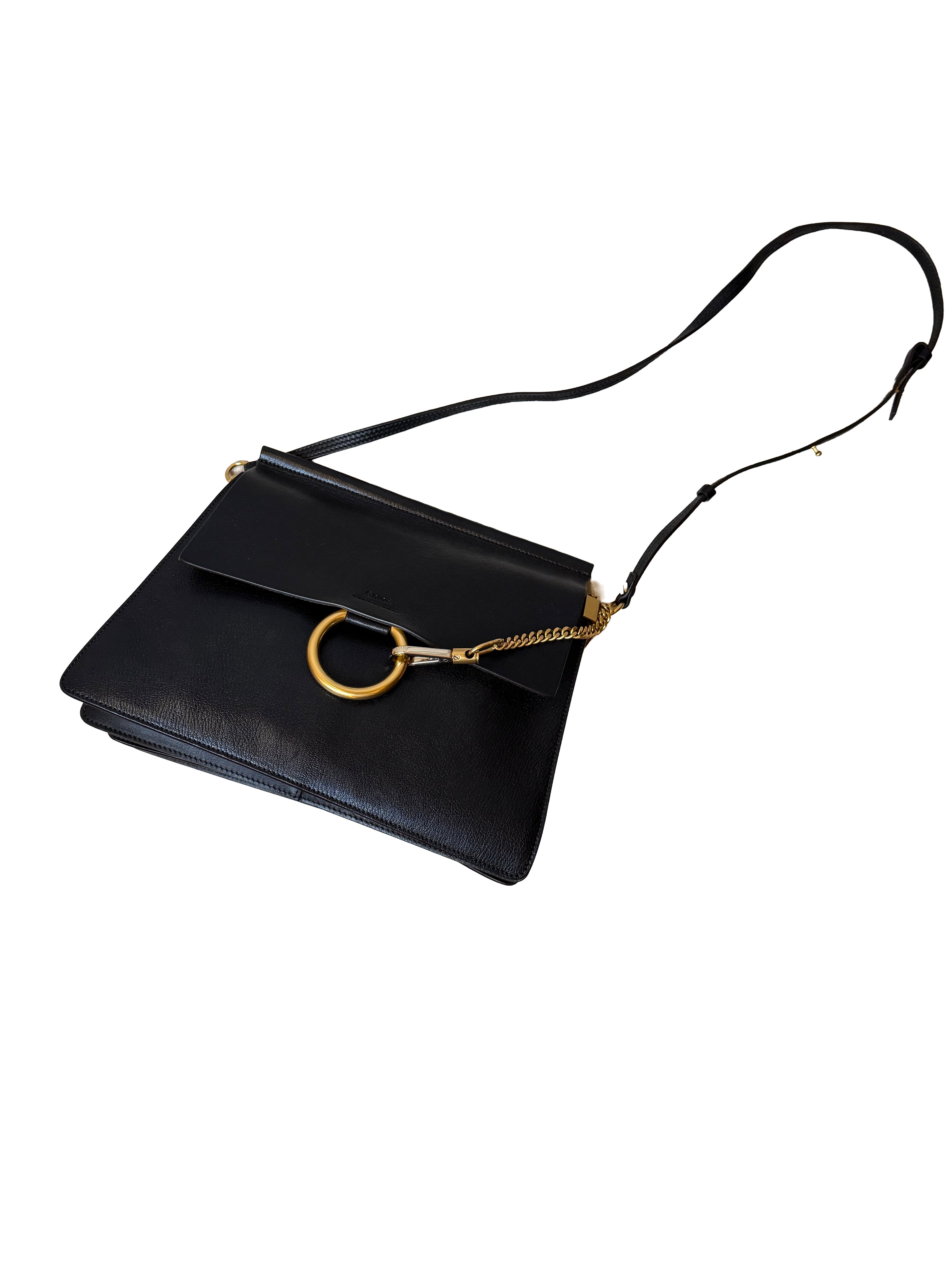 Chloe Leather + Suede Black Shoulder Bag