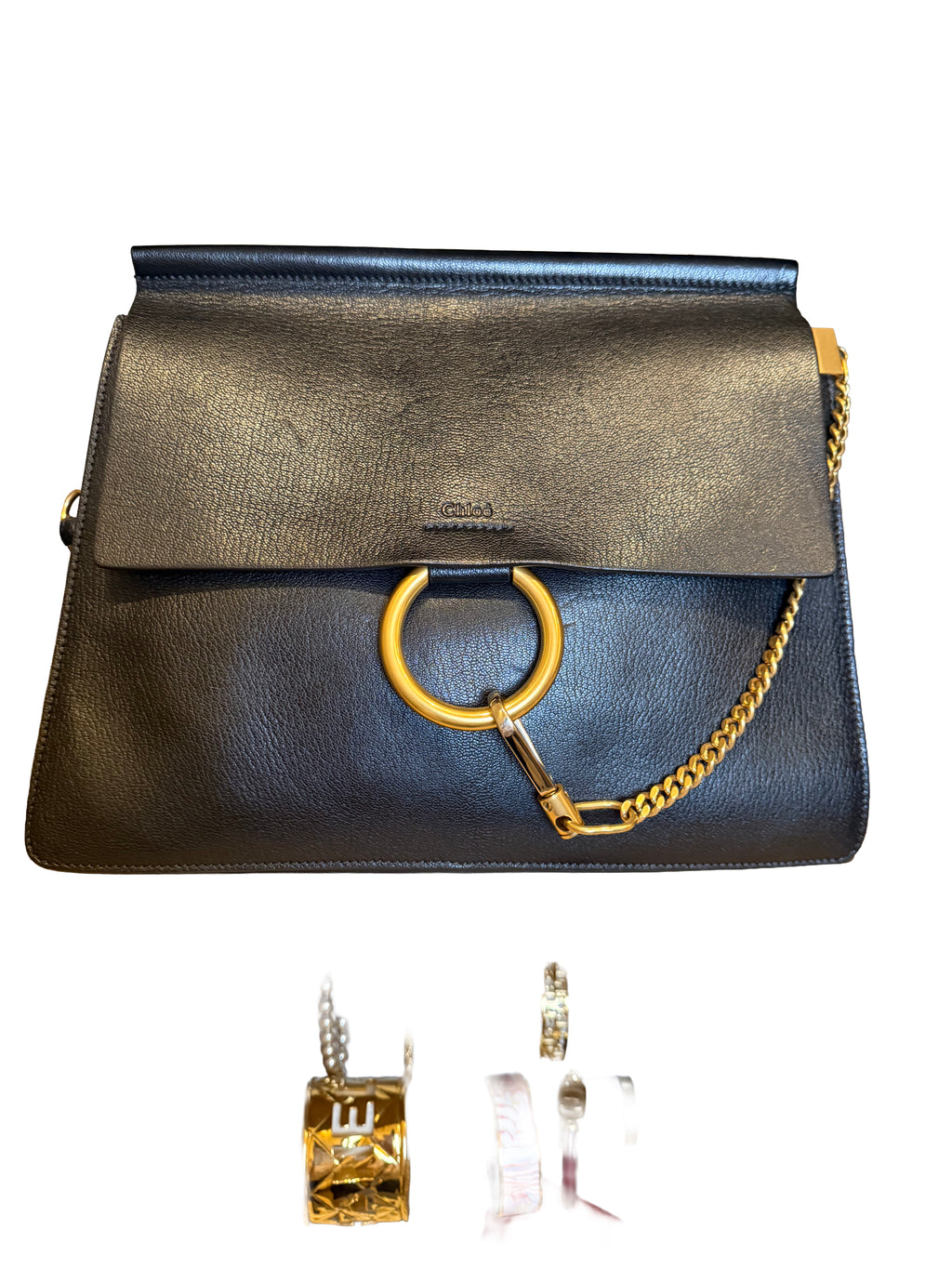 Chloe Leather + Suede Black Shoulder Bag