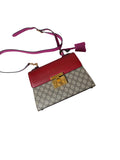 Gucci Gg Supreme Canvas And Leather Padlock Top Handle Bag In Beige Red And Pink Image - Image 1