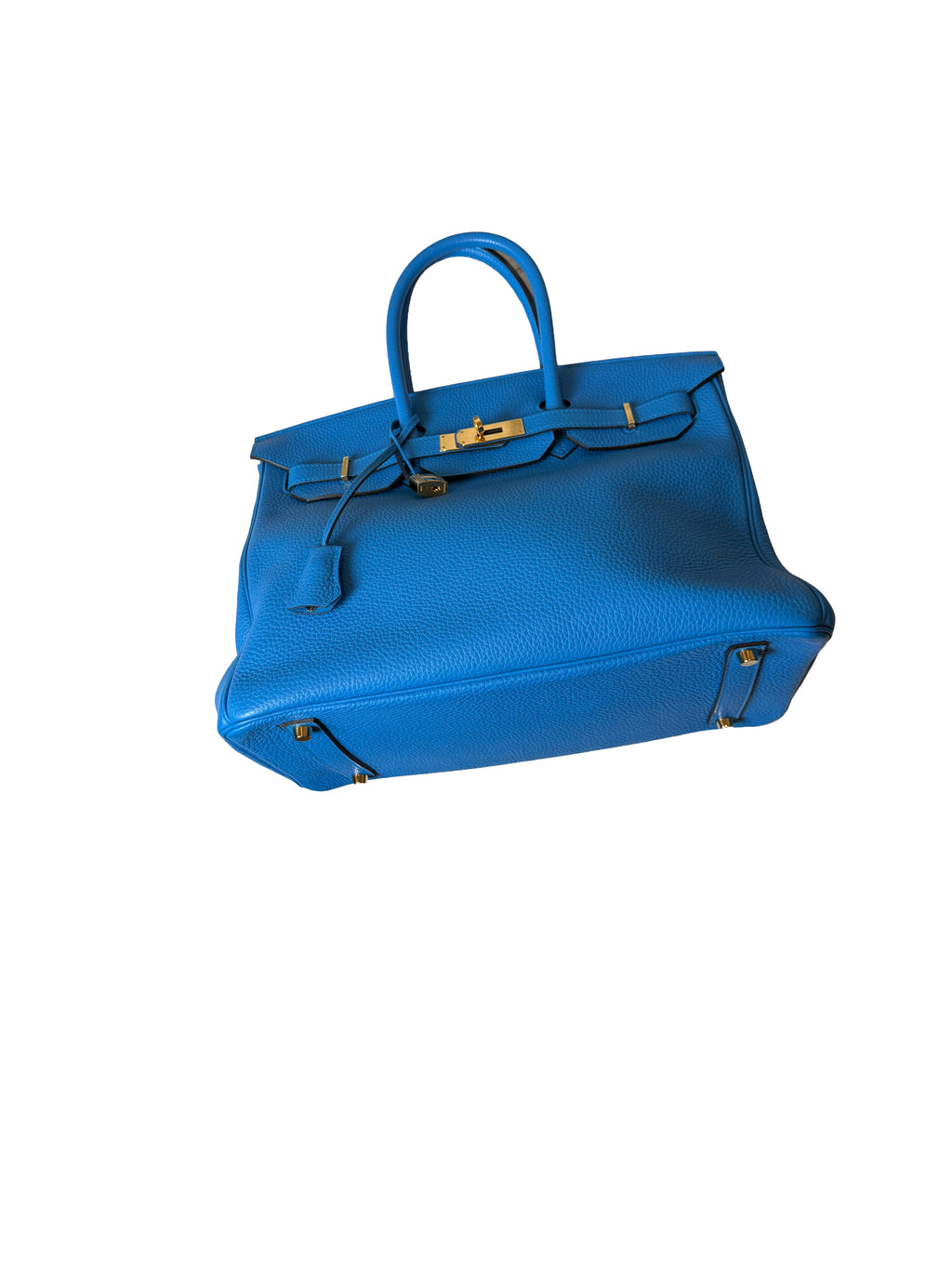 Hermes Birkin 35 Handbag Featuring Togo Leather In A Vibrant Blue Shade With Gold Toned Hardware