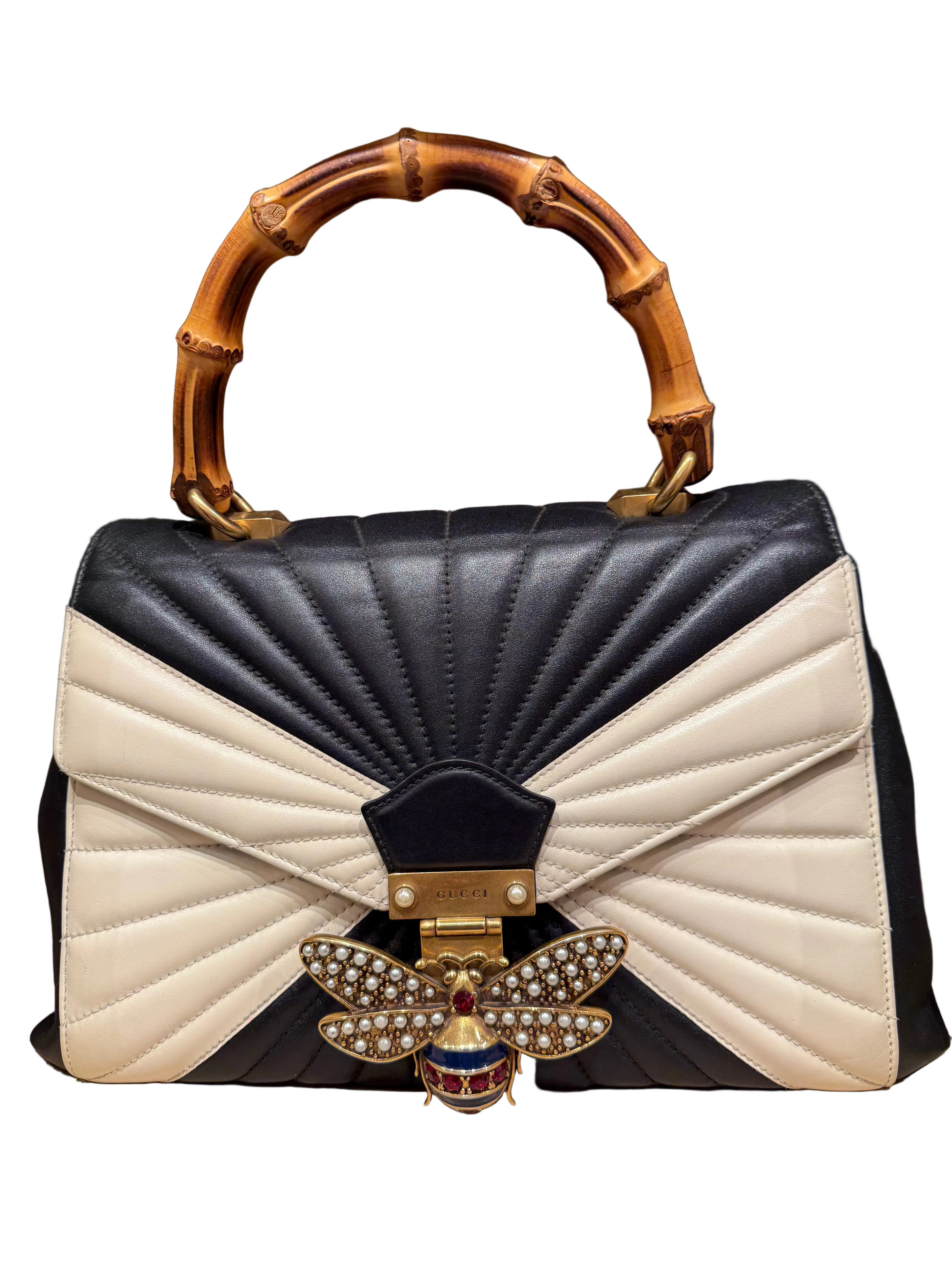 Gucci Calfskin Bamboo Trapuntata Queen Margaret Tote