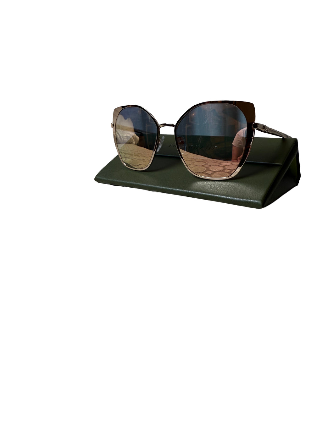 Longchamp Women S Metal Sunglasses Model Lo175S Featuring A Cat Eye Shape And Mirrored Lenses