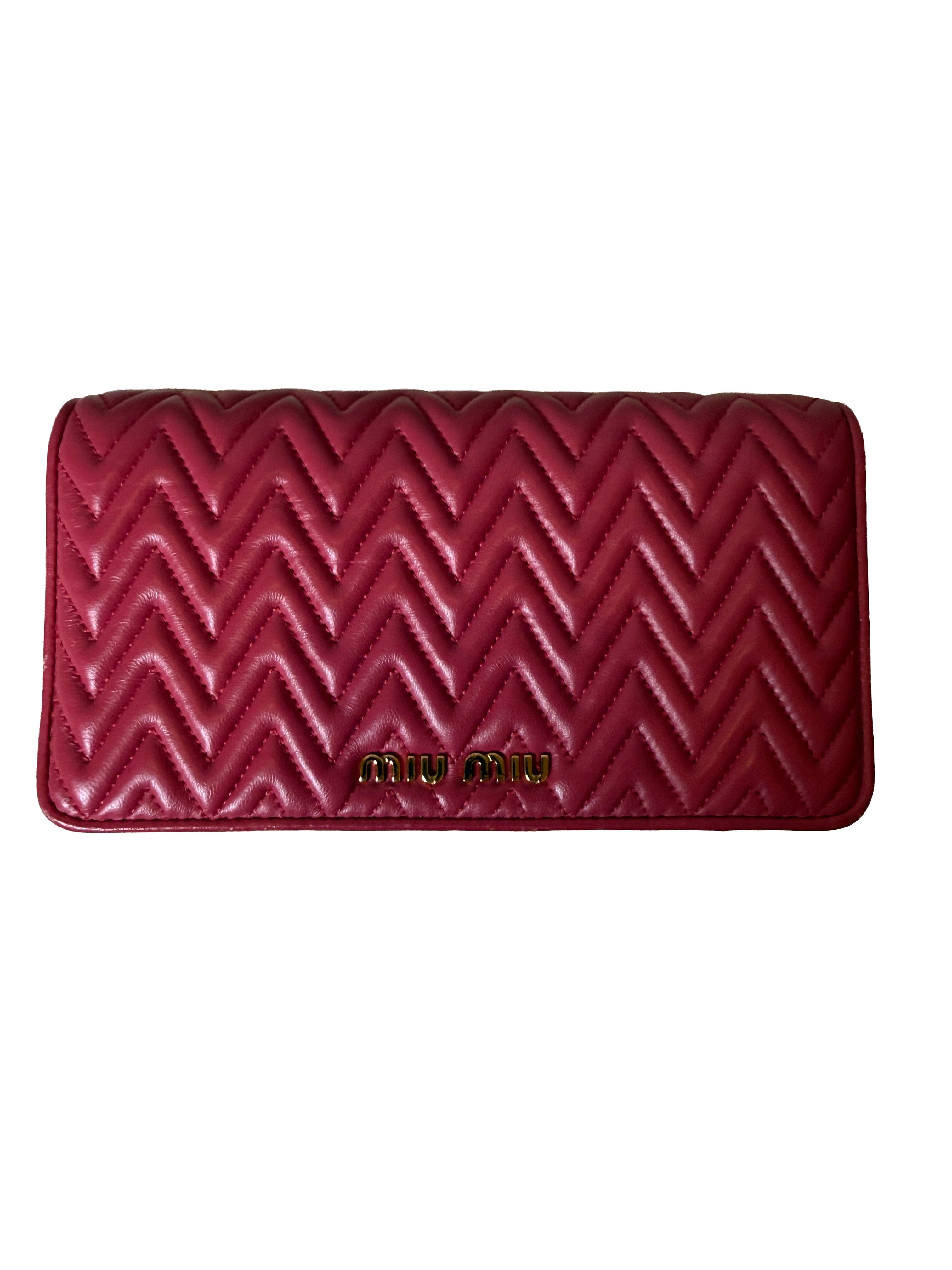 Miu Miu Quilted Chevron Pink Purse-wallet