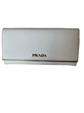 Prada Continental Long Wallet Crafted In White Saffiano Leather - Image 1