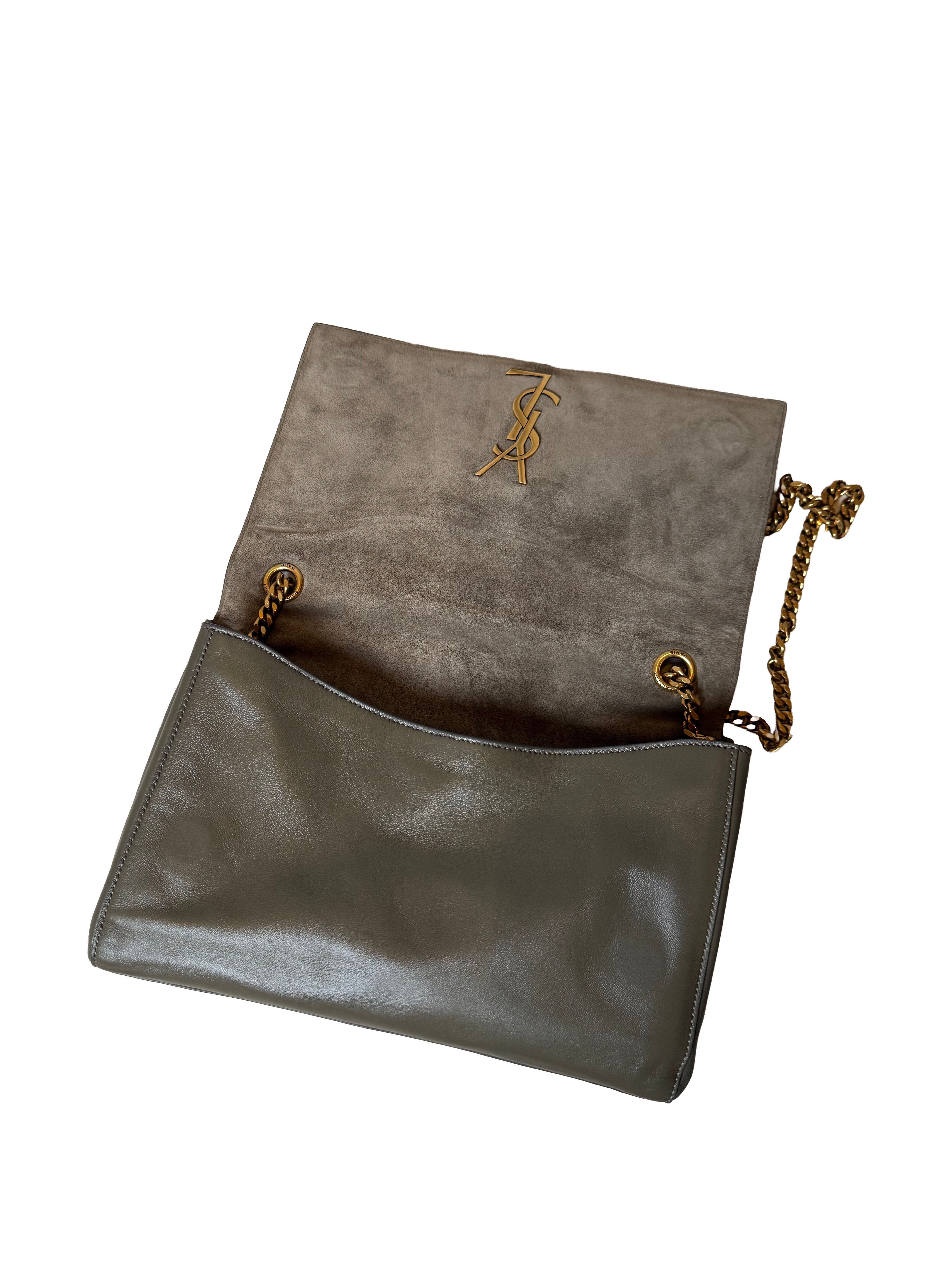 Saint Laurent Kate Medium Reversible Chain Bag In Olive