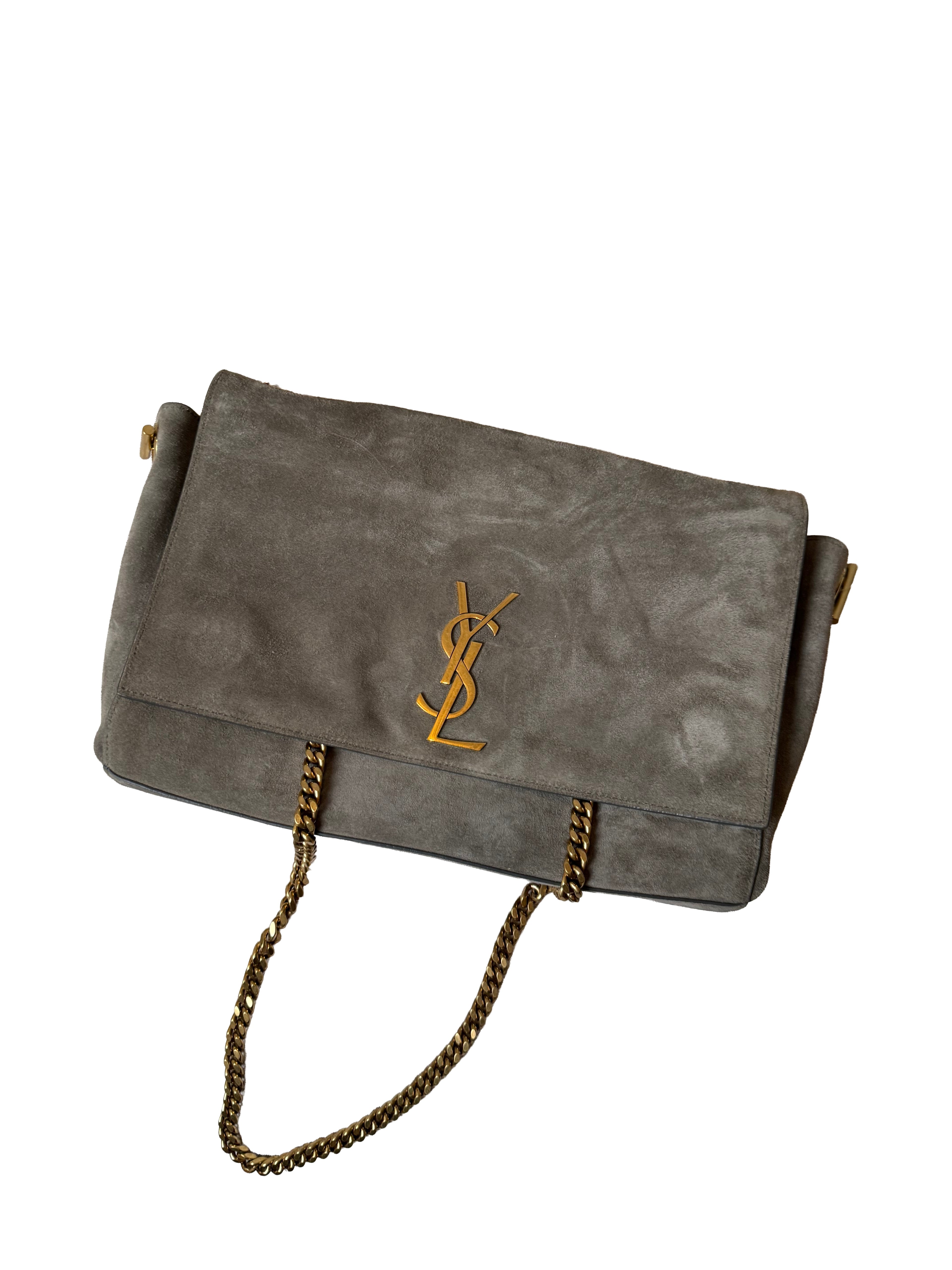 Saint Laurent Kate Medium Reversible Chain Bag In Olive