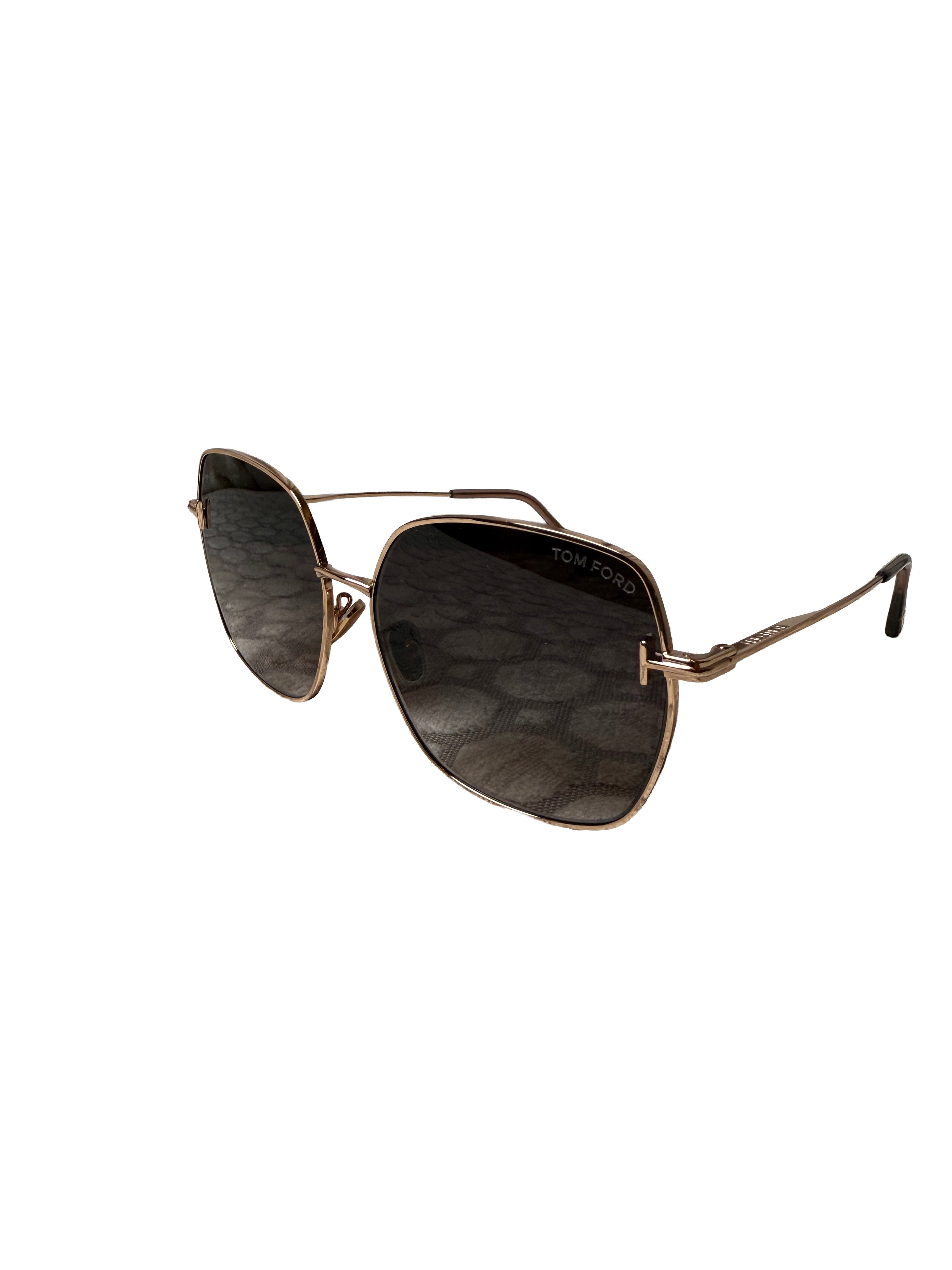 Tom Ford Women S Square Sunglasses Model Ft1250 K In A Shiny Rose Gold Or Gold Finish With Smoke Gradient Lenses