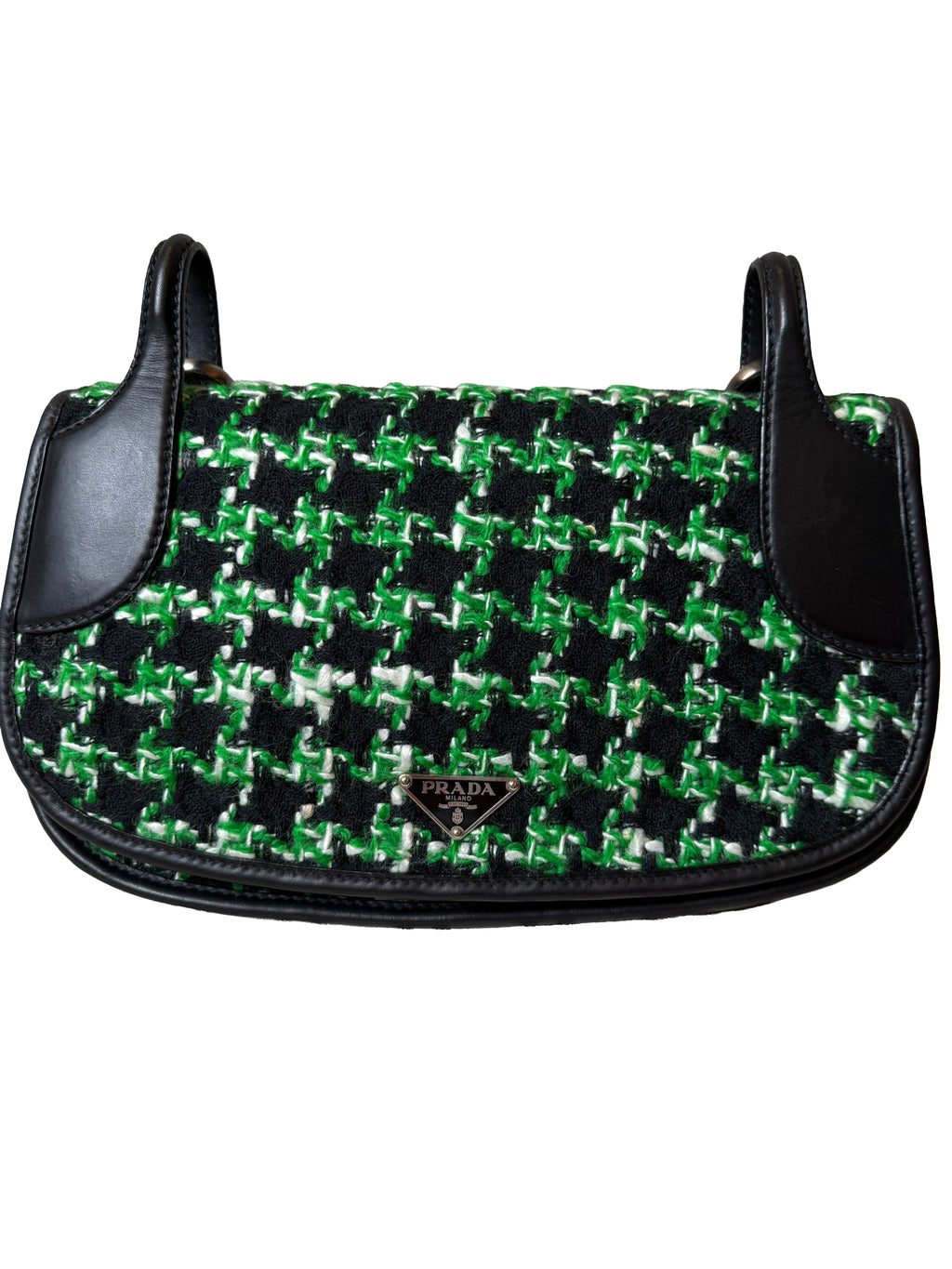 Prada Saffiano Leather Bag Green/blk Vintage - Image 2