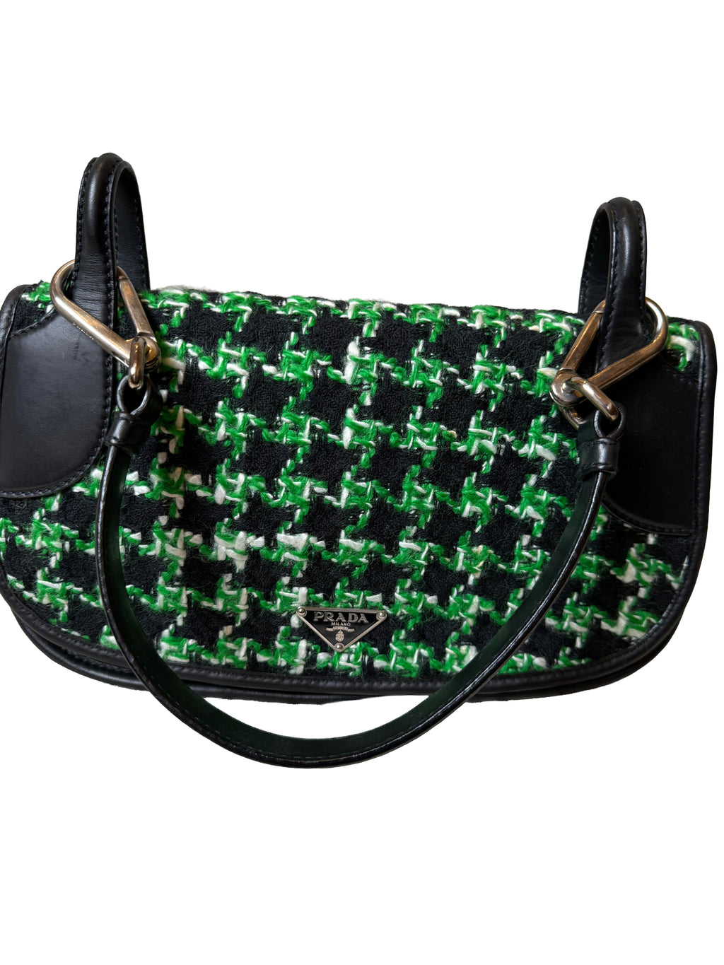 Prada Saffiano Leather Bag Green/blk Vintage - Image 3