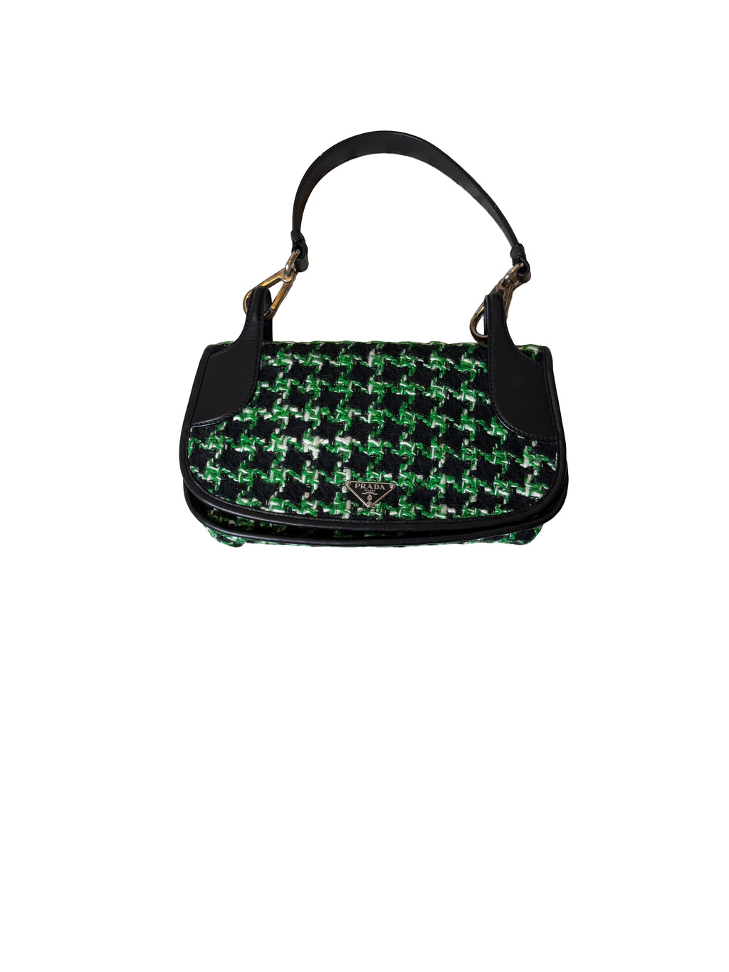 Prada Saffiano Leather Bag Green/blk Vintage - Image 4