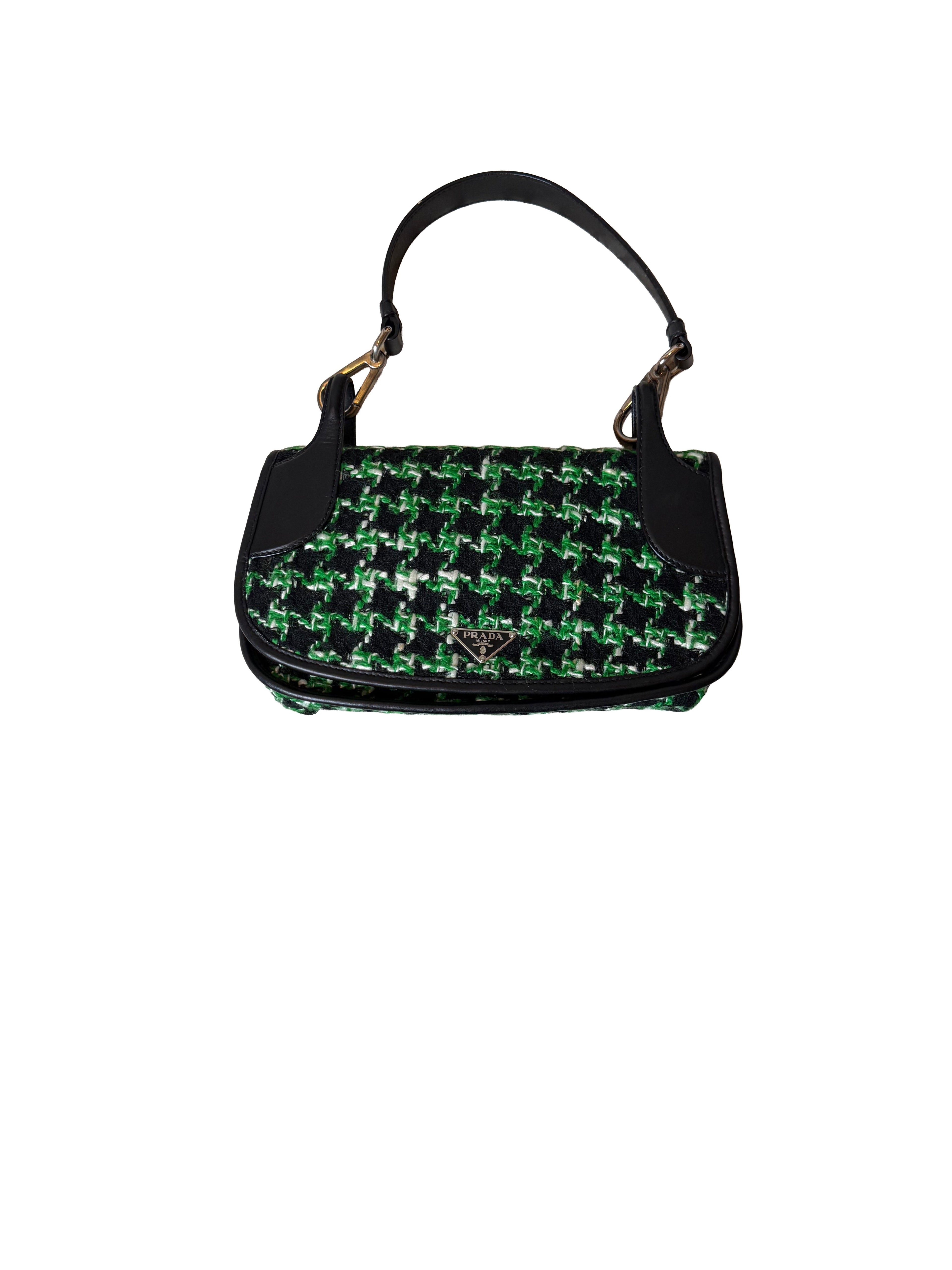 Prada Saffiano Leather Bag Green/blk Vintage - Image 4