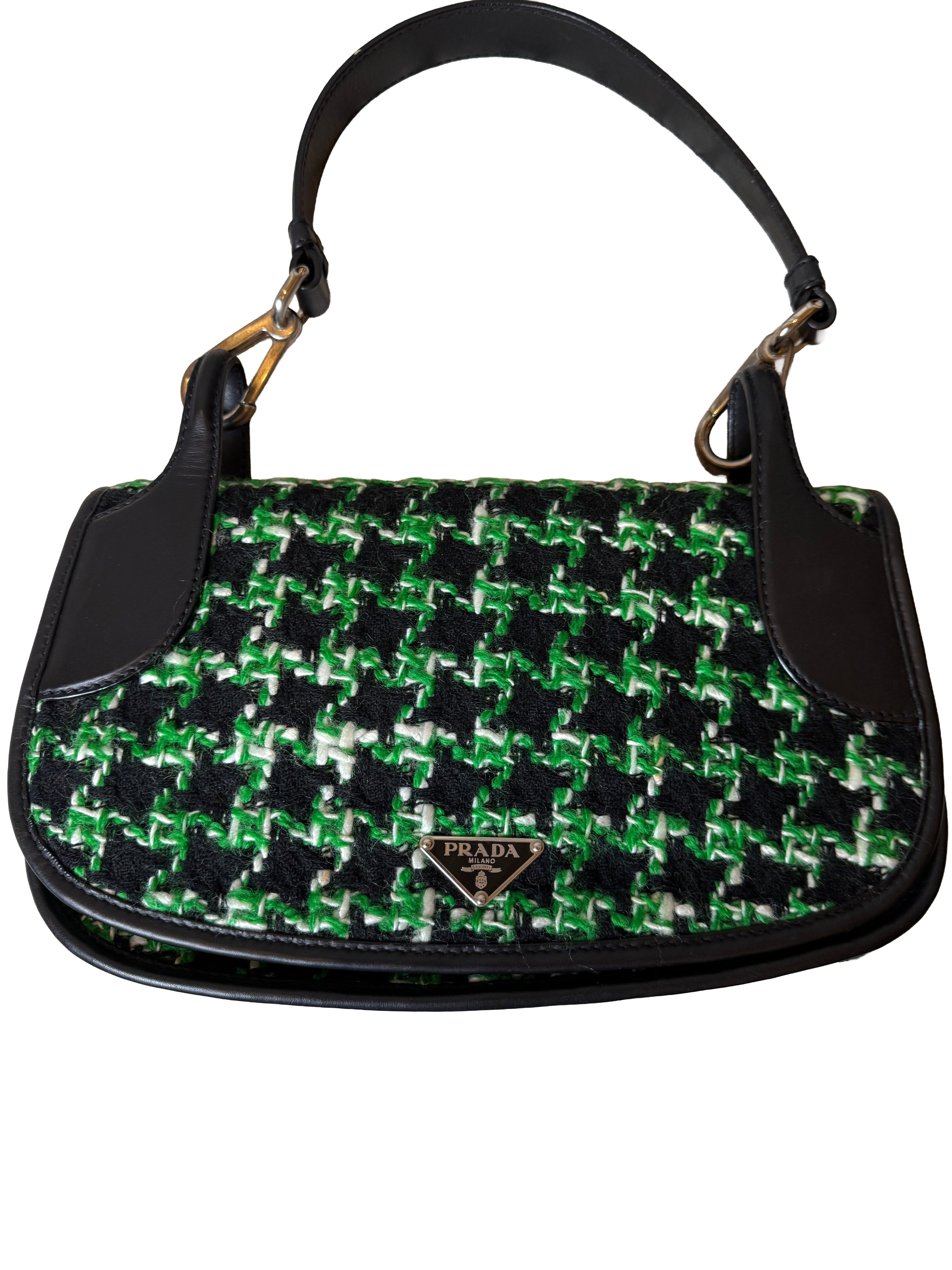 Prada Saffiano Leather Bag Green/blk Vintage - Image 5