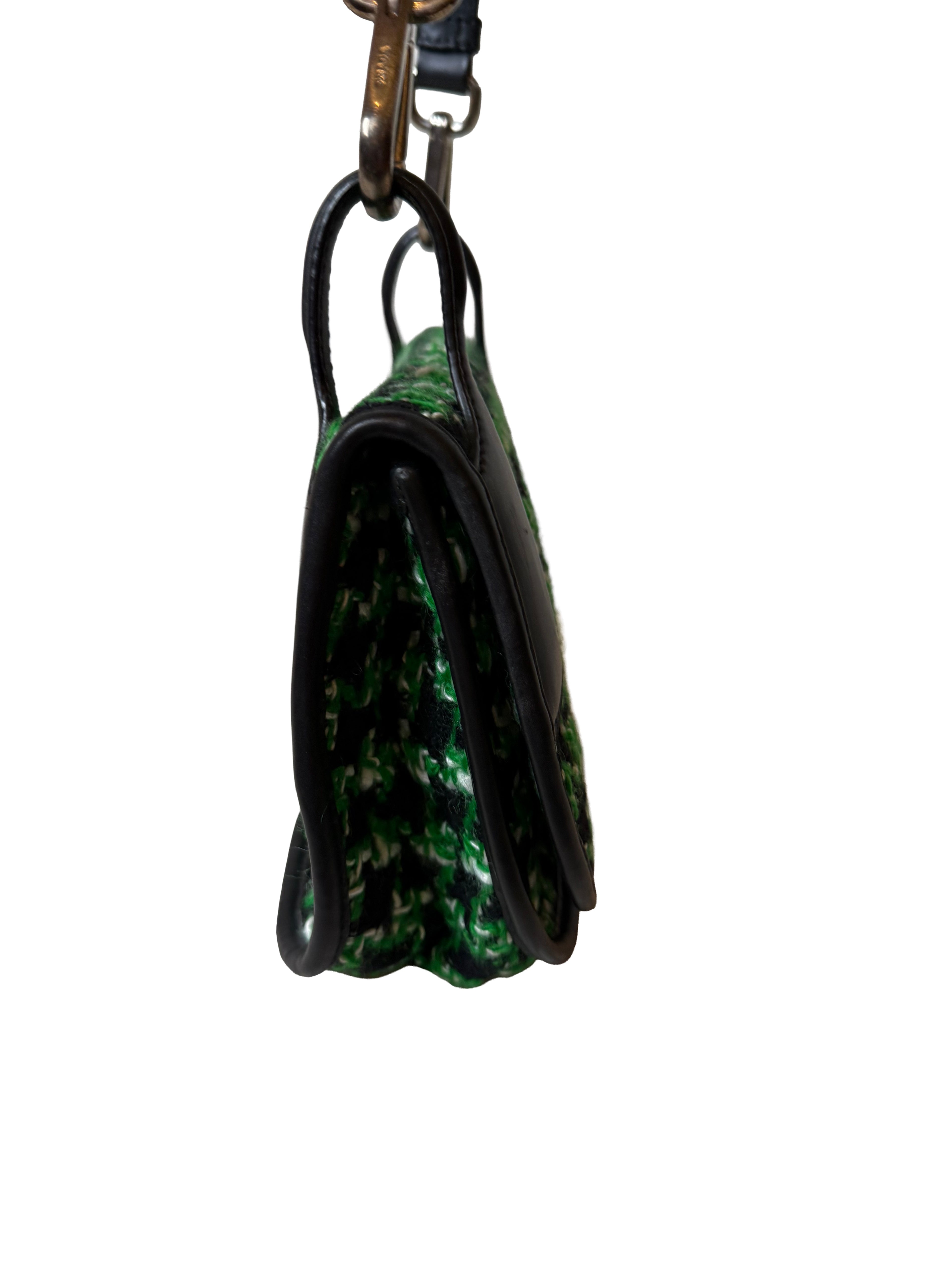 Prada Saffiano Leather Bag Green/blk Vintage - Image 8