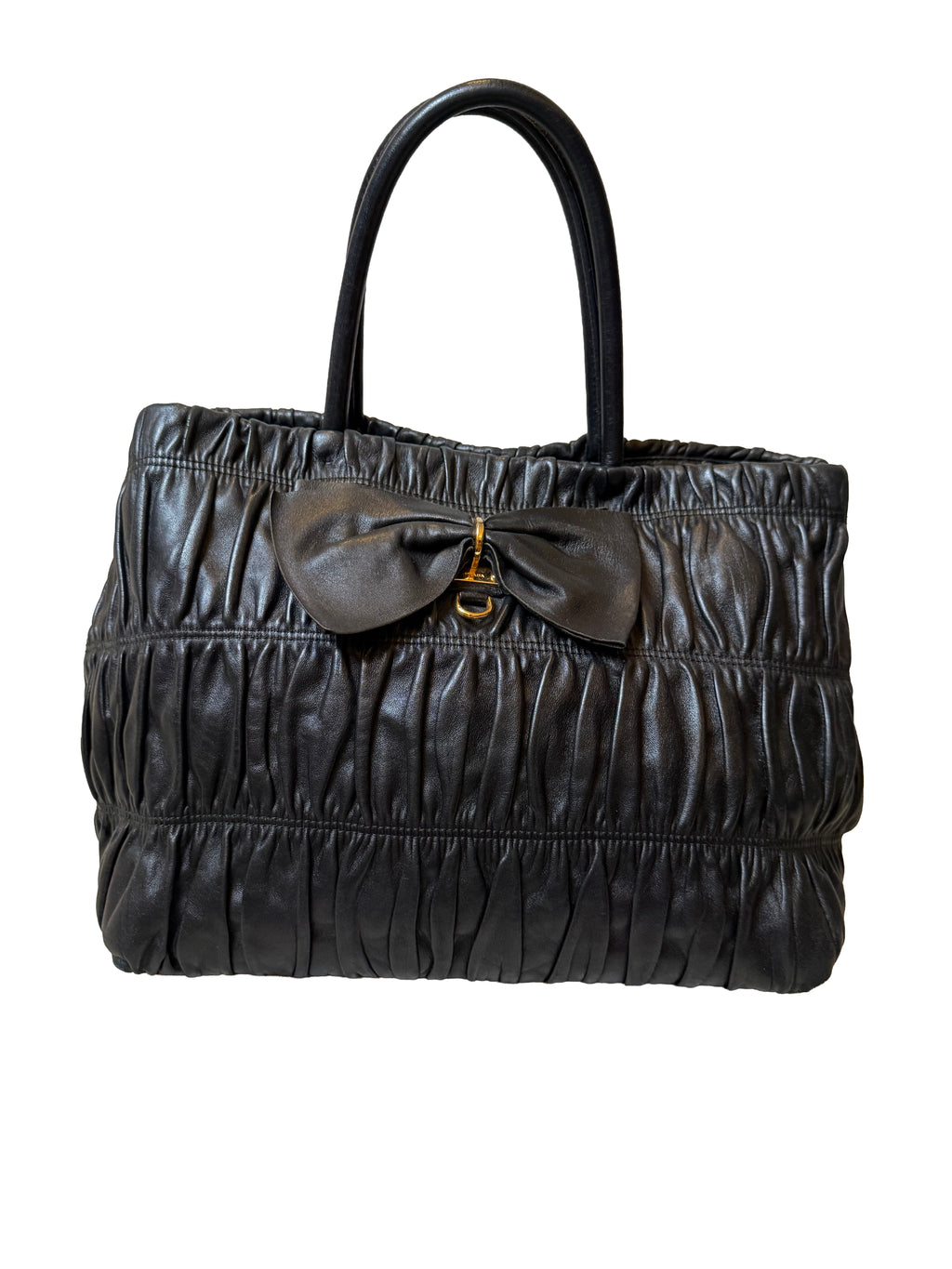 Black Prada Nappa Gaufre Bow Tote Bag - Image 1