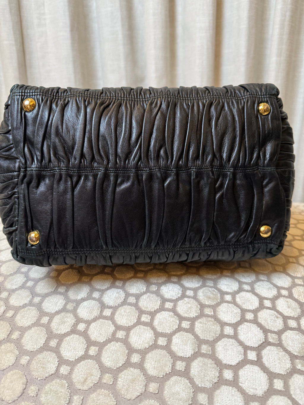 Black Prada Nappa Gaufre Bow Tote Bag